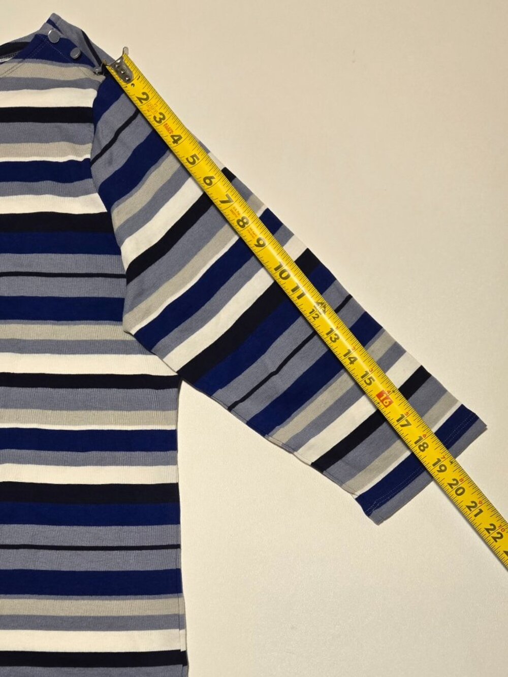 NWT Rafaella Women Cotton Striped Blouse Blue White Gray Size XXL Boat NecK - Picture 6 of 8